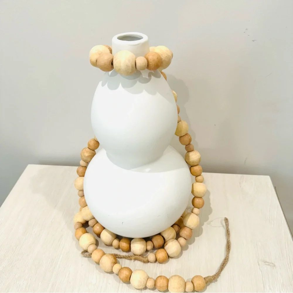 BOHO Natural Unfinished Wood Beaded 6ft Garland with Tassels